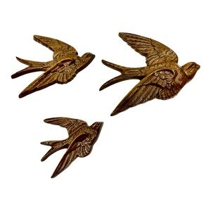 Vintage Burwood 3 flying Swallows Bird  Wall Plaques USA 1983 #2650